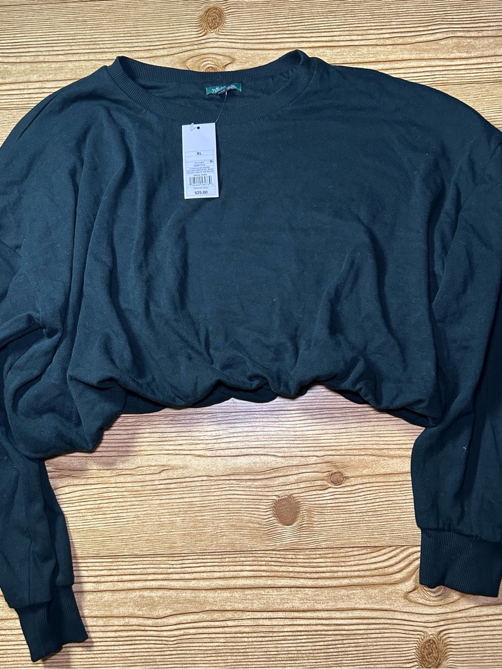 wild fable Black Cropped Crewneck Sweater
